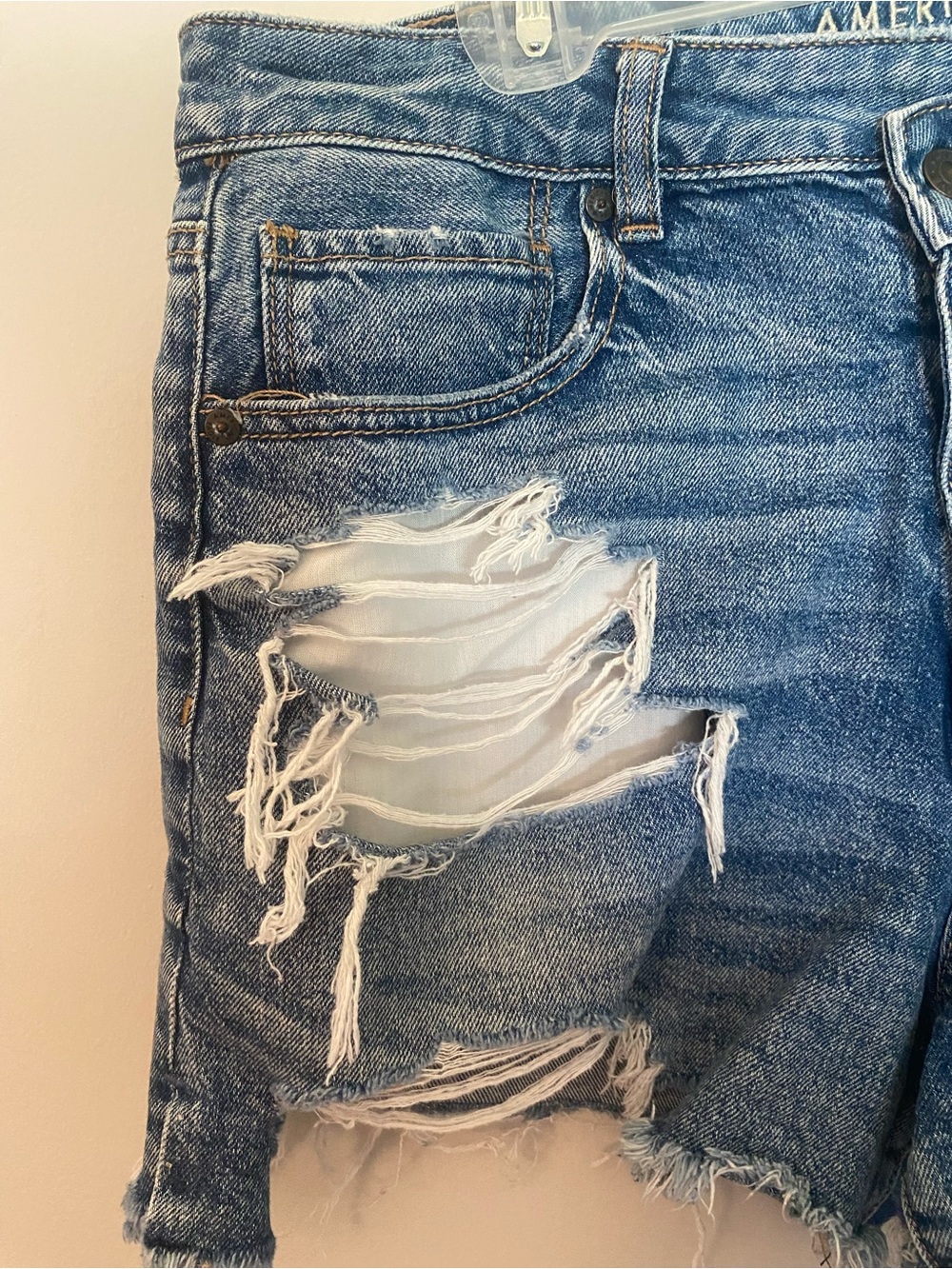 American Eagle Outfitters Distressed Denim Cutoff Shorts - Blue - Picture 4 of 7